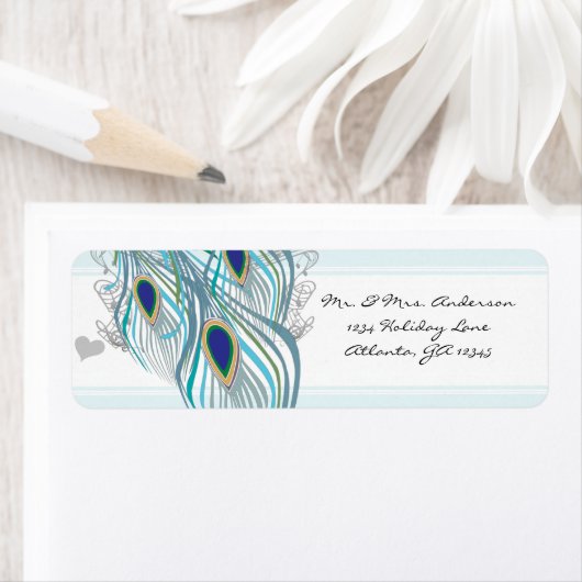 ヴィンテージバードミュージカル孔雀フェザーアドレス ラベル (インサイチュ)