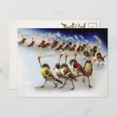 ヴィンテージバードモブのクリスマスポストカード ポストカード (正面/裏面)