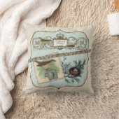 ヴィンテージバードロビンの卵ブルークラウンネスト枕 クッション (ブランケット)