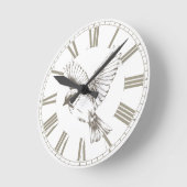 ヴィンテージバードローマ数字セピア  ラウンド壁時計 (傾斜)