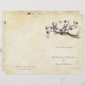 ヴィンテージバード明るい赤紫色&グレー結婚式 プログラム (正面/裏面)