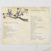 ヴィンテージバード明るい赤紫色&グレー結婚式 プログラム (裏面)