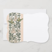 ヴィンテージバード赤面ピンクハニーサックルフローラ結婚ズ 招待状 (裏面)