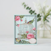 ヴィンテージバード、ケージ、バタフライ&バラキンセアニェラ 招待状 (スタンド正面)