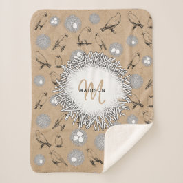 ヴィンテージバード&ネストクラフト素朴ブラウン シェルパブランケット