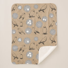 ヴィンテージバード&ネストクラフト素朴ブラウン シェルパブランケット