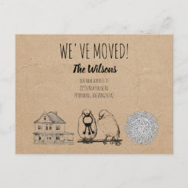 ヴィンテージバード&ネストクラフト素朴ブラウン シーズンポストカード