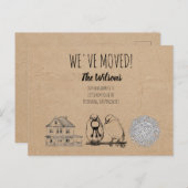 ヴィンテージバード&ネストクラフト素朴ブラウン シーズンポストカード (正面/裏面)