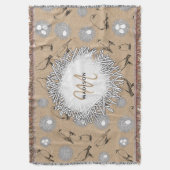 ヴィンテージバード&ネストクラフト素朴ブラウン スローブランケット (正面縦)