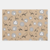 ヴィンテージバード&ネストクラフト素朴ブラウン ラッピングペーパーシート (正面)