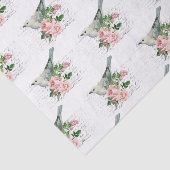 ヴィンテージバード&ピンクフラワーアートレターティッシュペーパー 薄葉紙 (詳細)