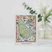 ヴィンテージバーバドトラベルマップ ポストカード (スタンド正面)