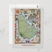 ヴィンテージバーバドトラベルマップ ポストカード (正面/裏面)