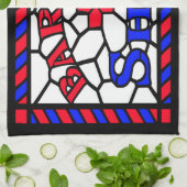 ヴィンテージバーバーショップサイン キッチンタオル (折り畳み)