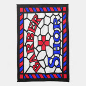 ヴィンテージバーバーショップサイン キッチンタオル (縦)