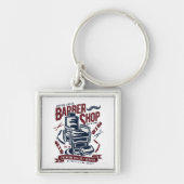 ヴィンテージバーバーショップチェアロゴ キーホルダー (正面)