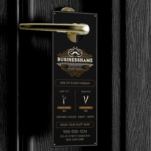 ヴィンテージバーバーショップヘアカットシェービング美容師 ドアノブサイン