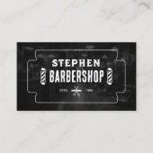 ヴィンテージバーバーショップヘアドレッサー理容師ショップブラック 名刺 (正面)