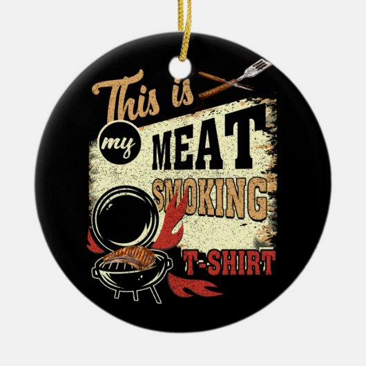 ヴィンテージバーベキューマスターシェフグリルこれは私の肉 セラミックオーナメント (正面)