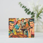 ヴィンテージバーベキュー漫画 ポストカード (スタンド正面)