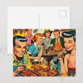 ヴィンテージバーベキュー漫画 ポストカード (正面/裏面)