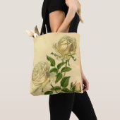 ヴィンテージバーボンバラ桃&クリームフローラ自然 トートバッグ (クローズアップ)