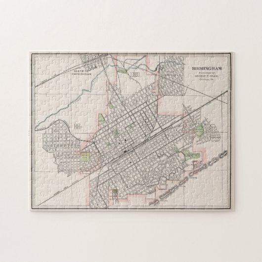 ヴィンテージバーミンガムアラバマの地図(1901) ジグソーパズル (横)