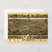 ヴィンテージバーミンガム,アラバマの地図(1885) ポストカード (正面/裏面)