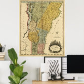 ヴィンテージバーモントの地図（1814年） ポスター (ホームオフィス)