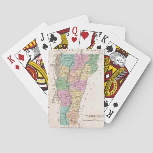 ヴィンテージバーモントの地図（1827年） トランプ (裏面)