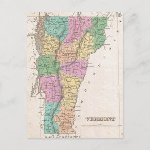 ヴィンテージバーモントの地図（1827年） ポストカード