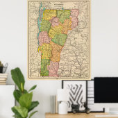 ヴィンテージバーモントの地図（1909年） ポスター (ホームオフィス)