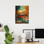 ヴィンテージバーモントカバーブリッジトラベル ポスター (ホームオフィス)