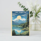 ヴィンテージバーモントレイクシャンプレーントラベル ポストカード (スタンド正面)