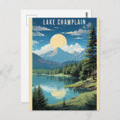 ヴィンテージバーモントレイクシャンプレーントラベル ポストカード (正面/裏面)