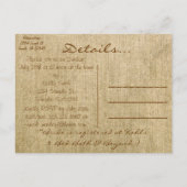 ヴィンテージバーラップカントリーブライダルシャワー招待 インビテーションポストカード (裏面)