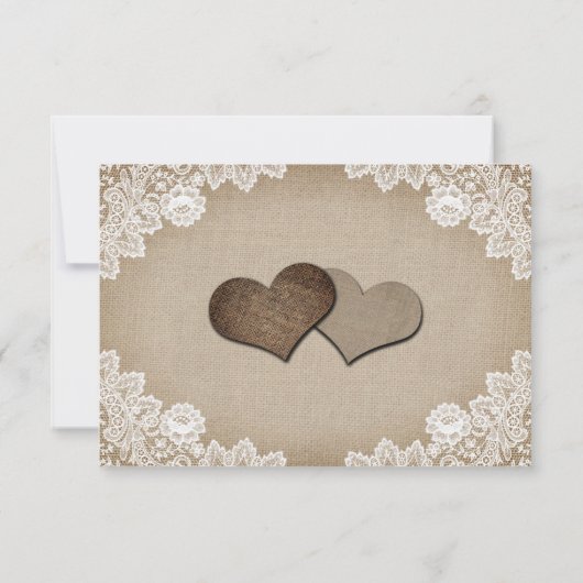 ヴィンテージバーラップレースひまわりウェディングRSVPカード 出欠カード (裏面)