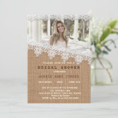 ヴィンテージバーラップレースフォトブライダルシャワー 招待状 (スタンド正面)