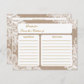 ヴィンテージバーラップ及びレースブライダルシャワーレシピカード (正面/裏面)