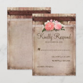 ヴィンテージバーラップ素朴と木材フローラウェディングRSVP 出欠カード (正面/裏面)