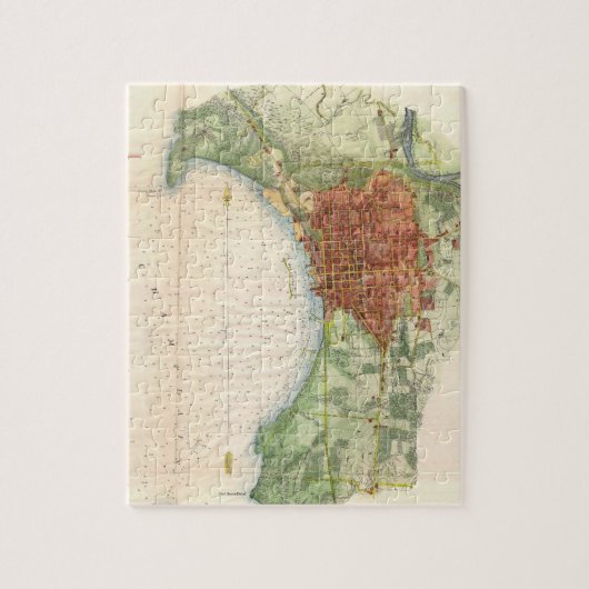 ヴィンテージバーリントン・バーモントの地図(1872) ジグソーパズル (縦)