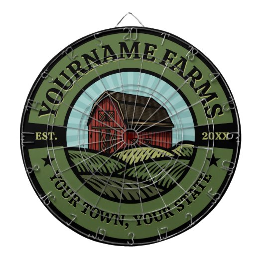 ヴィンテージバーンアドネームカントリーファーム作物農家 ダーツボード (正面)