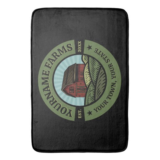 ヴィンテージバーンアドネームカントリーファーム作物農家 バスマット (正面縦)