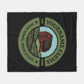 ヴィンテージバーンアドネームカントリーファーム作物農家 フリースブランケット (正面(横))