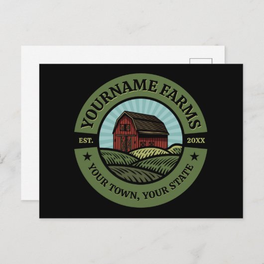 ヴィンテージバーンアドネームカントリーファーム作物農家 ポストカード (正面/裏面)