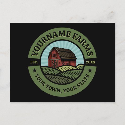 ヴィンテージバーンアドネームカントリーファーム作物農家 ポストカード (正面)