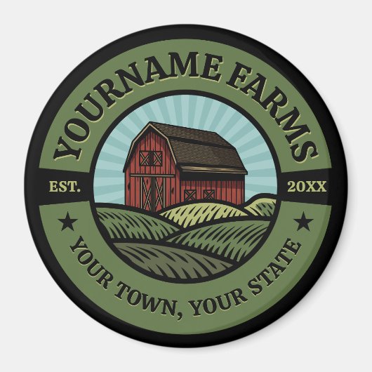 ヴィンテージバーンアドネームカントリーファーム作物農家 マグネット (正面)