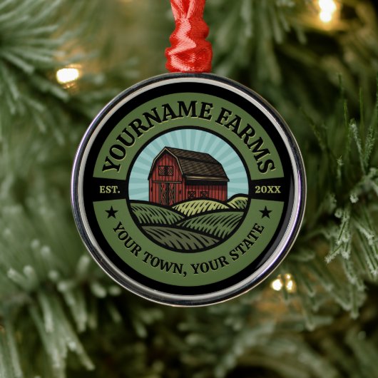 ヴィンテージバーンアドネームカントリーファーム作物農家 メタルオーナメント (ツリー)