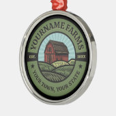 ヴィンテージバーンアドネームカントリーファーム作物農家 メタルオーナメント (左)