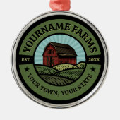 ヴィンテージバーンアドネームカントリーファーム作物農家 メタルオーナメント (正面)